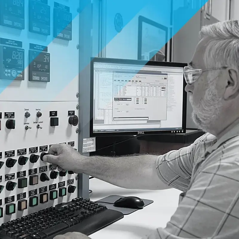 man working controls