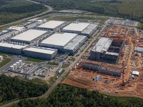 Conceptual illustration of a hyperscale data center campus.