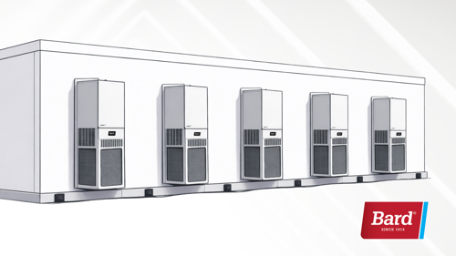 Rendering of Bard MULTI-TEC Exterior Air Conditioners cooling a data center gray space.