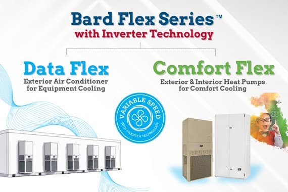 Graphic of Bard Flex Series, including the Data Flex and Comfort Flex inverter-driven wall-mounts.